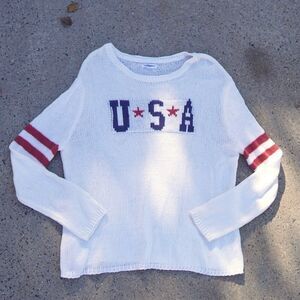 Grayson Threads USA Knit Sweater White Oversized Americana Crewneck XXL Winter